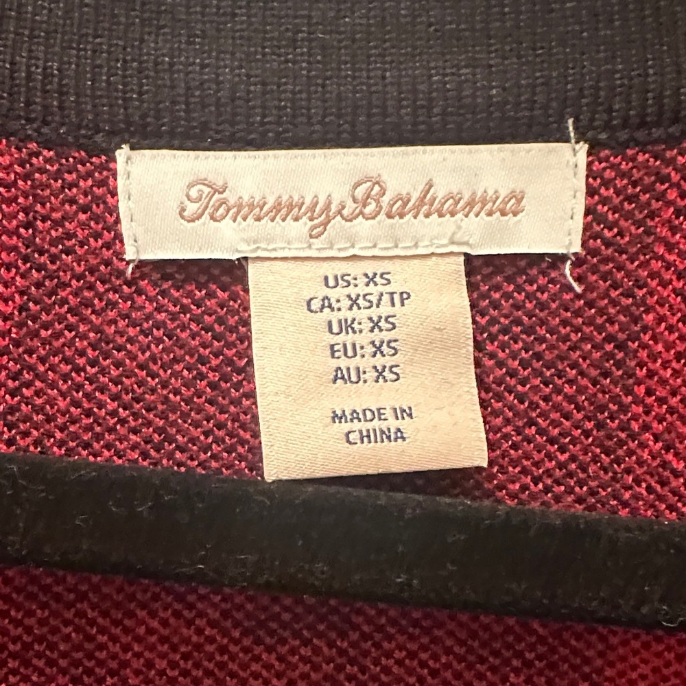Tommy Bahama Red and Black Checkered Cardigan with Crystal Buttons EUC-XS - Picture 3 of 7